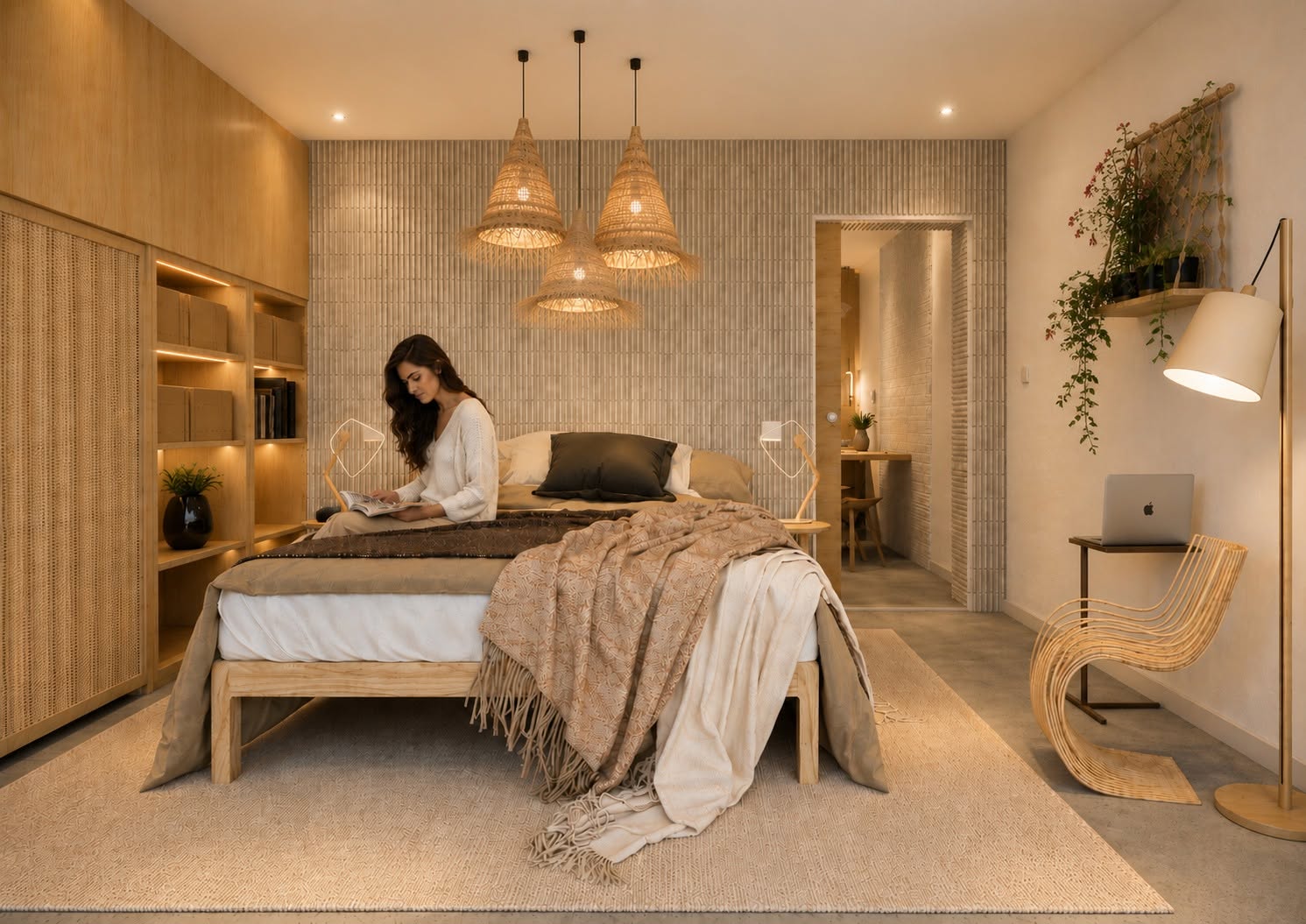 Bedroom of a shared-living unit — visualisation